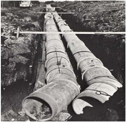 石綿セメント菅の水道管