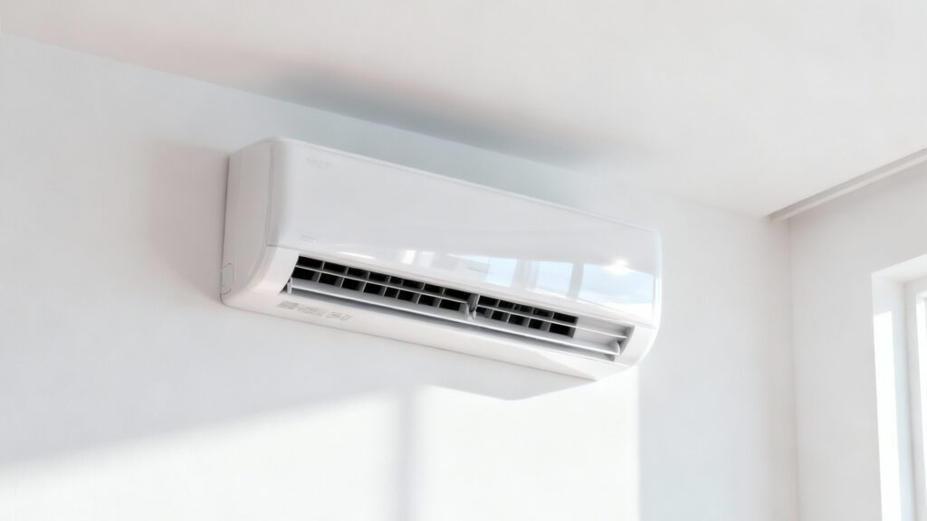 住宅に設置された家庭用エアコン